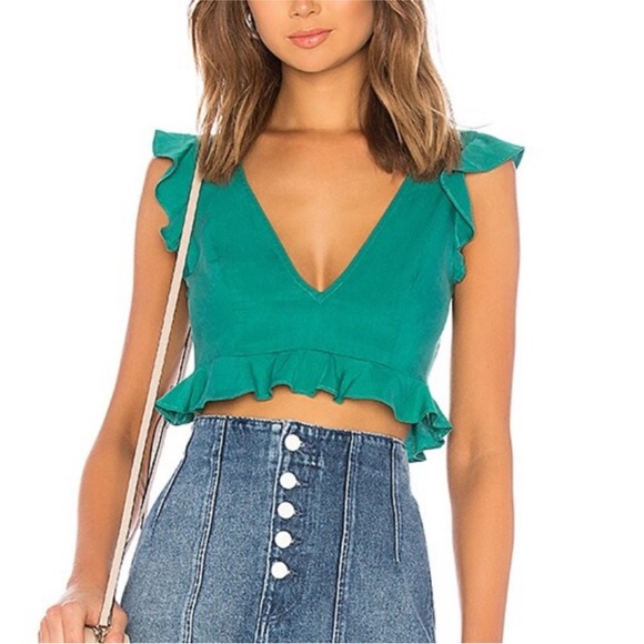 Privacy please green crop top - Picture 1 of 4